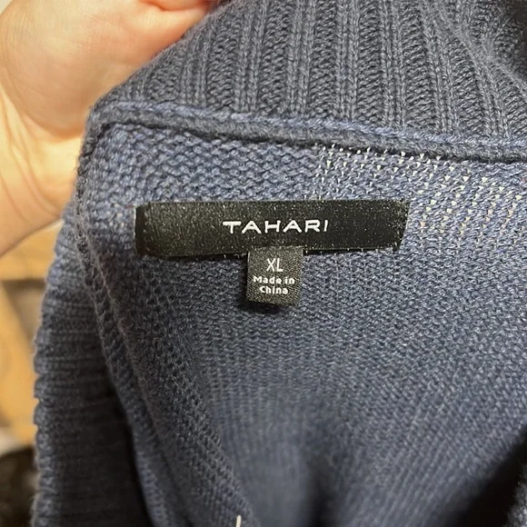 NWT Tahari Long Sleeve 1/2 Zip Sweater Blue Black Stripes Mens Size XL - Picture 6 of 8